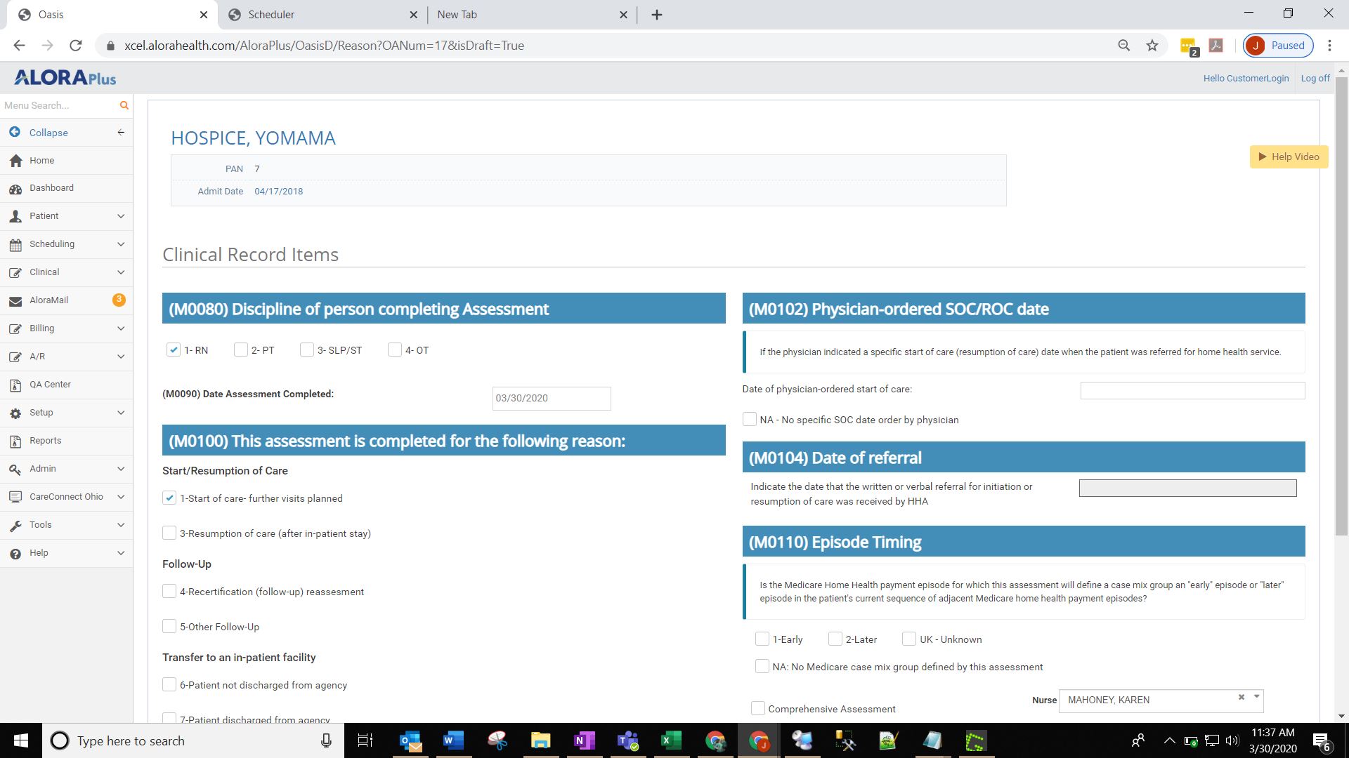 screenshot of Alora Home Health